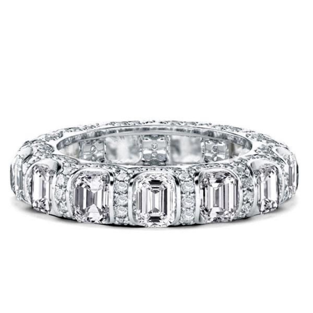 Classic Emerald-Cut Eternity Band - White